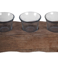 Libra Interiors Vintage Wood 5 Light Candle Holder