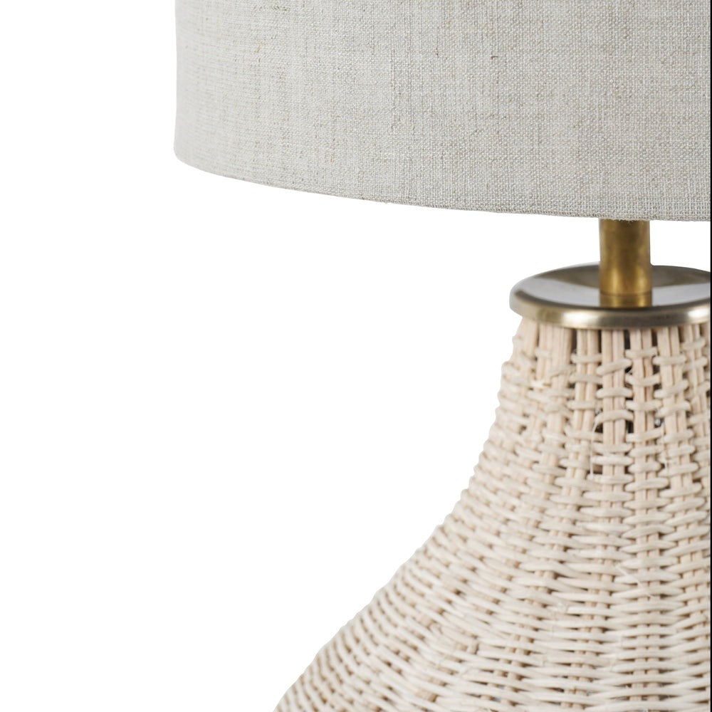 Libra Interiors Natural Rattan Lamp with Drum Shade Large