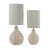 Libra Interiors Natural Rattan Lamp with Drum Shade Large