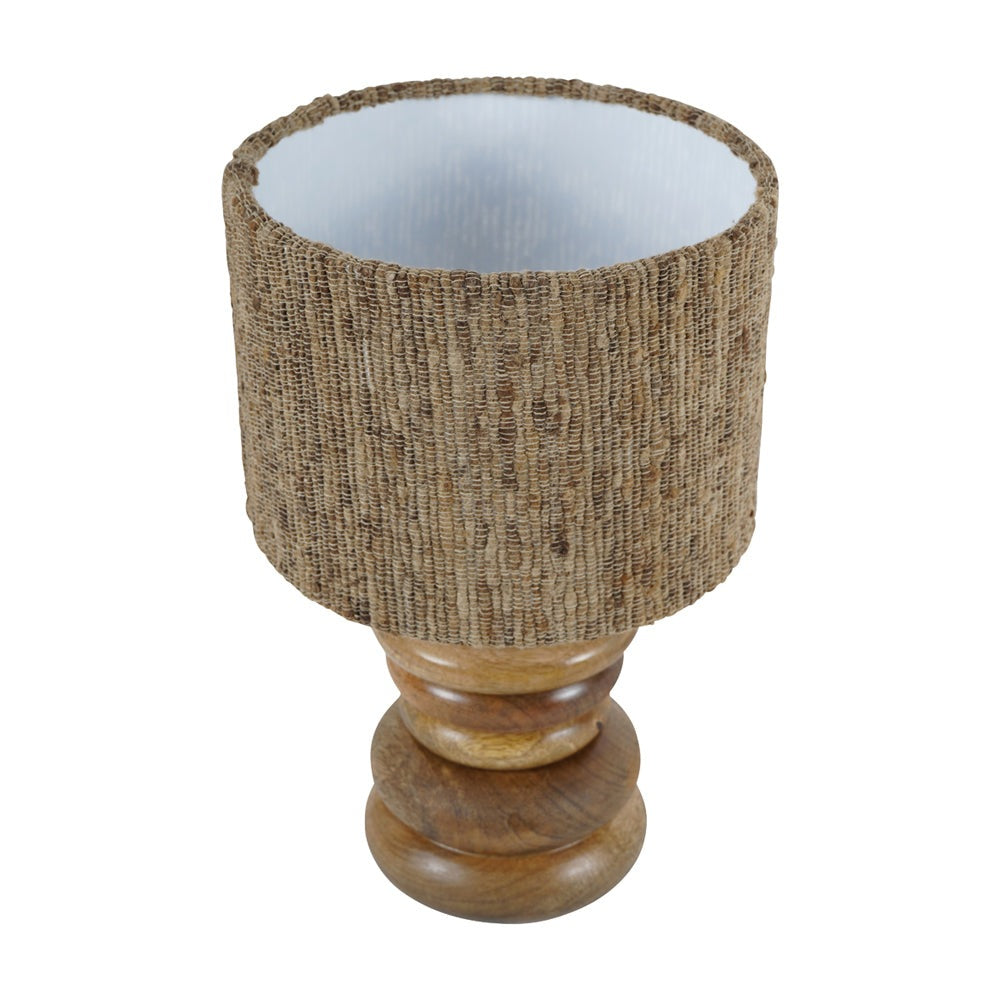 Libra Interiors Leon Solid Wood Table Lamp with Silk Jute Shade Small
