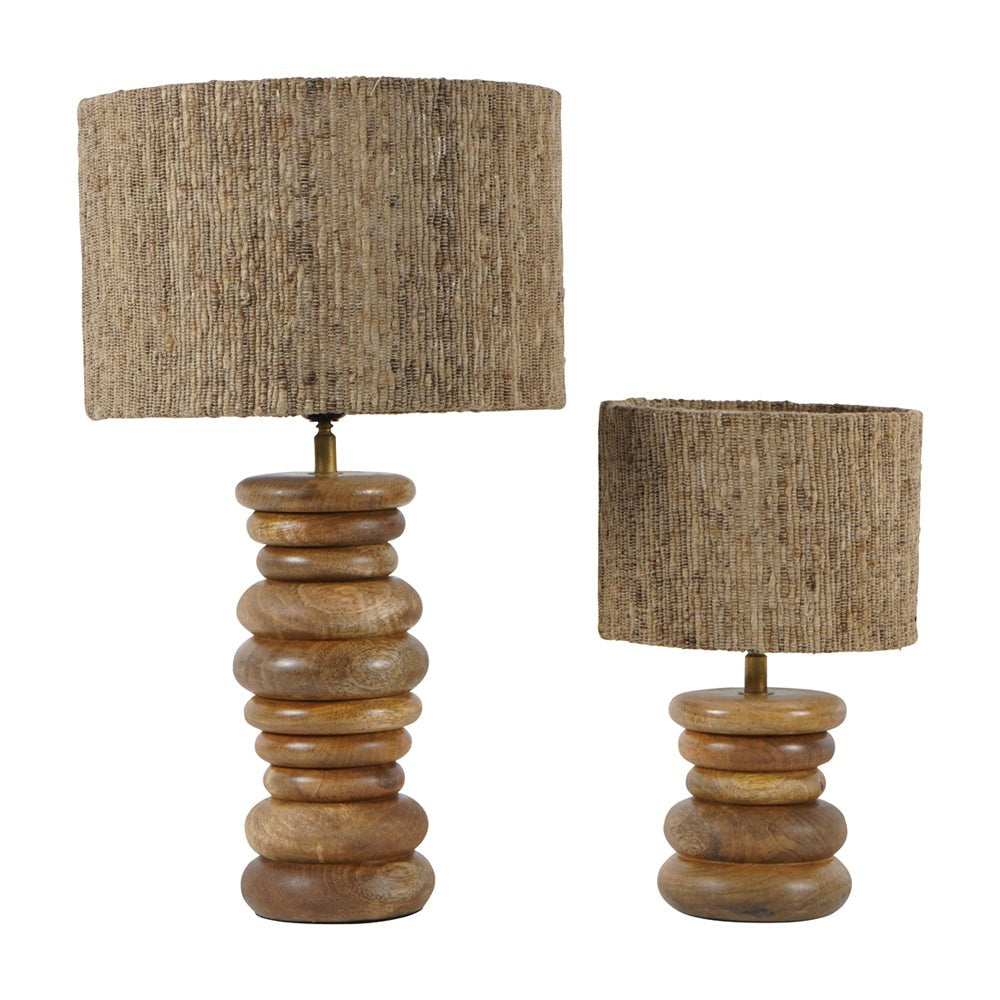 Libra Interiors Leon Solid Wood Table Lamp with Silk Jute Shade Small