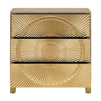 Libra Interiors Coco Gold Embossed Metal 3 Drawer Chest