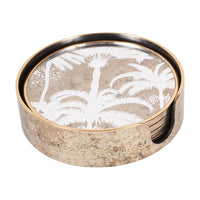 Libra Interiors Palm Tree Set of 4 Round Coasters