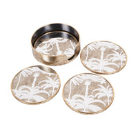 Libra Interiors Palm Tree Set of 4 Round Coasters