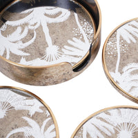 Libra Interiors Palm Tree Set of 4 Round Coasters