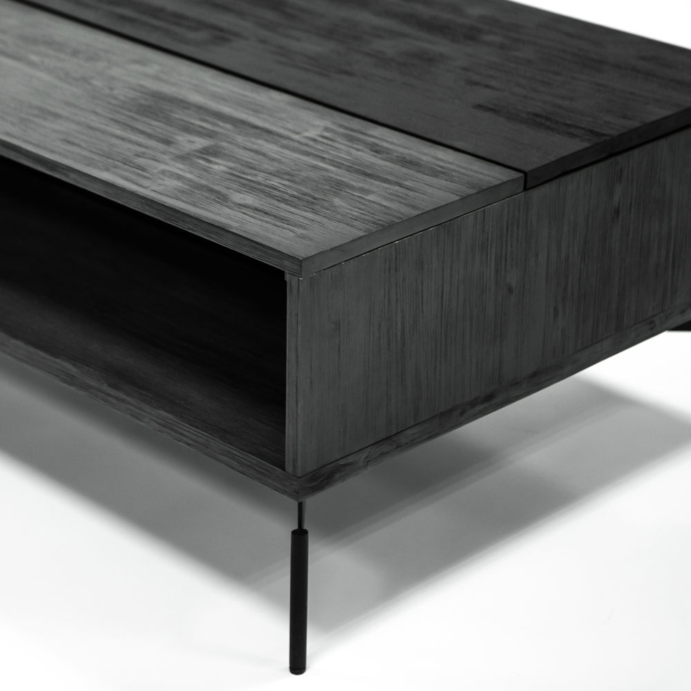 Libra Interiors Bronks Black Acacia Wood Storage Coffee Table