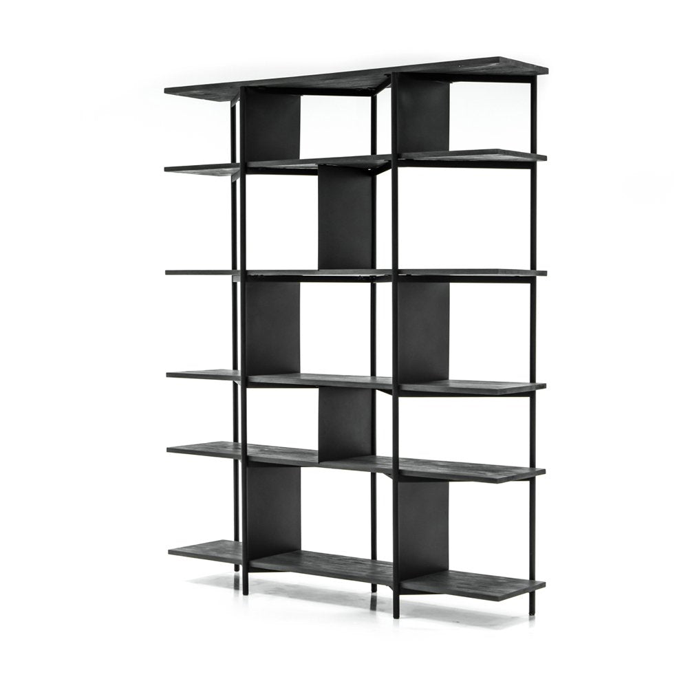 Libra Interiors Bronks Black Acacia Wood Shelving Unit – Olivia's