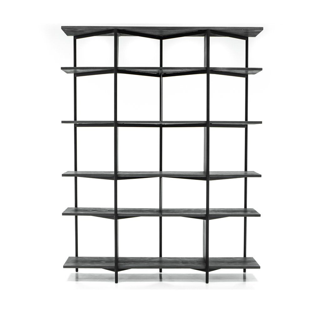 Libra Interiors Bronks Black Acacia Wood Shelving Unit