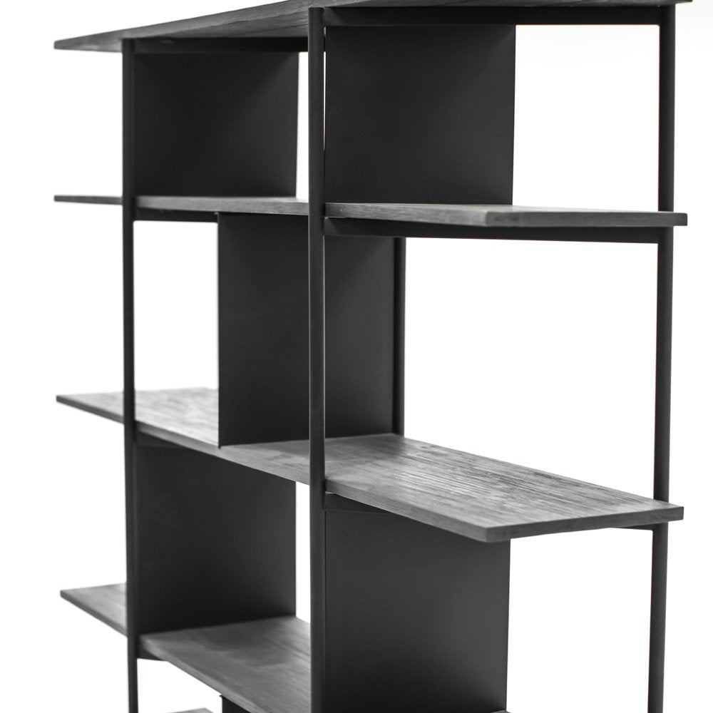 Libra Interiors Bronks Black Acacia Wood Shelving Unit