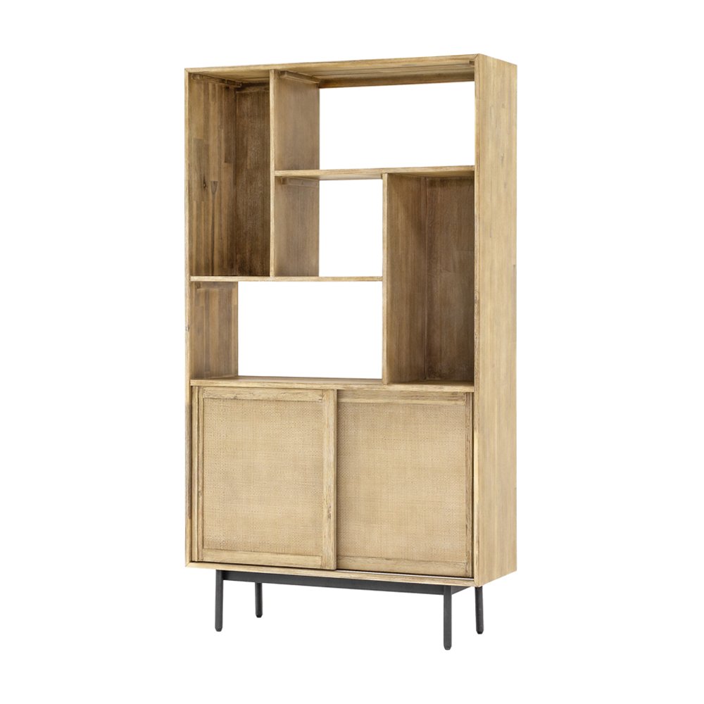 Libra Interiors Maddox Bookcase with Storage and 2 Sliding Doors