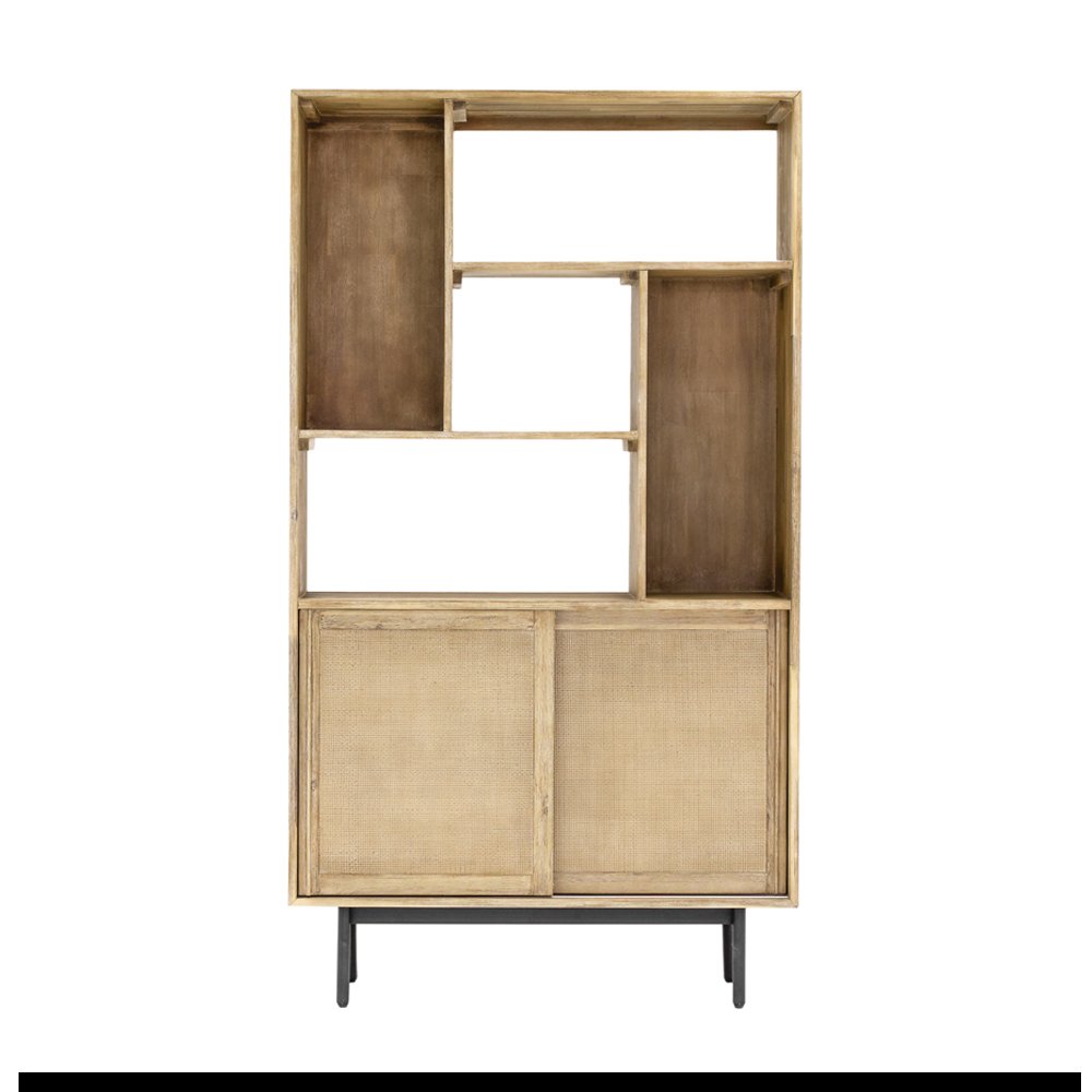 Libra Interiors Maddox Bookcase with Storage and 2 Sliding Doors