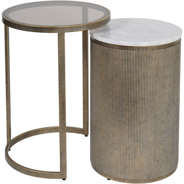 Libra Belvedere Aged Gold Set of 2 Nesting Side Tables