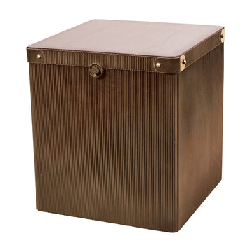 Libra Interiors Hunter Corrugated Antique Gold Storage Side Table