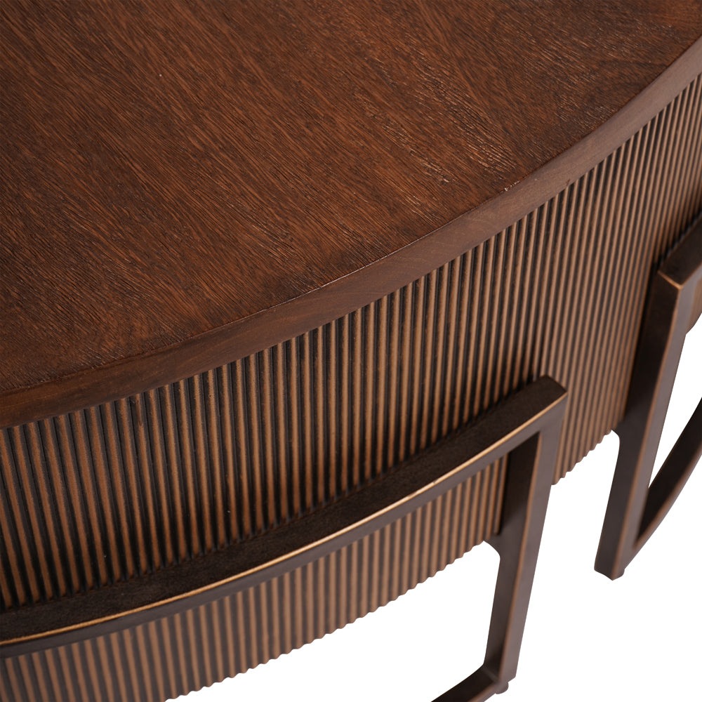 Libra Interiors Hunter Corrugated Antique Gold Accent Table