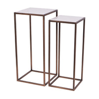 Libra Interiors Hylas Antique Copper & Ceramic Set of 2 Side Tables