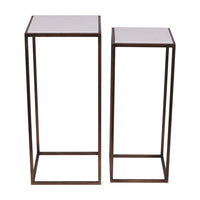 Libra Interiors Hylas Antique Copper & Ceramic Set of 2 Side Tables