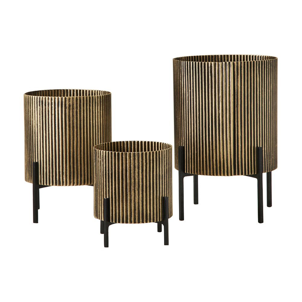 Libra Interiors Set of 3 Corrugated Table Planters