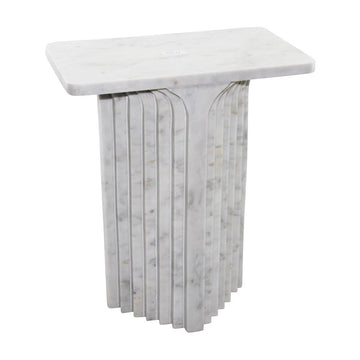 Libra Interiors Marble Column Side Table White