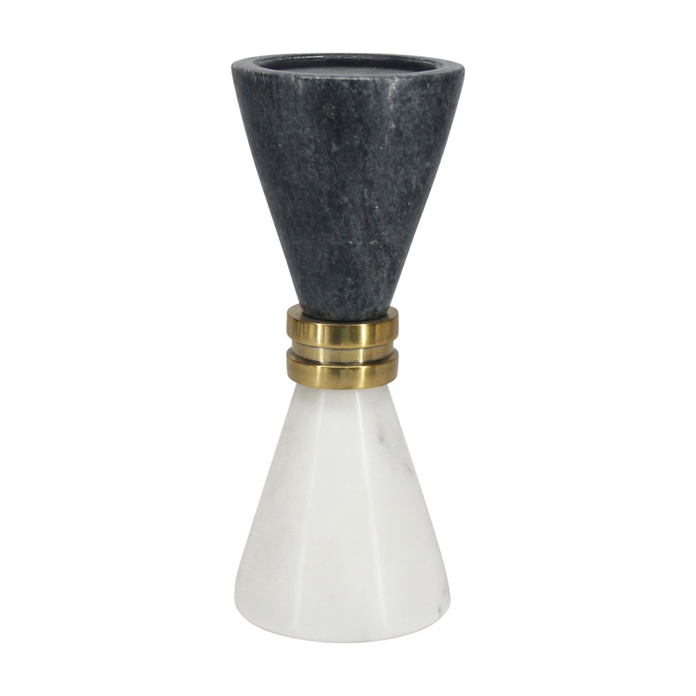 Marble Candle Holder - Black on White Libra 1