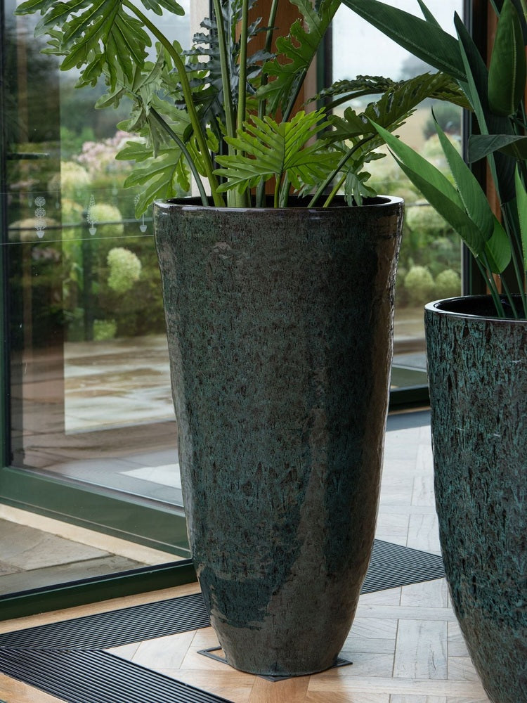 Mederno XL Ceramic Tall Planter - Green Libra 2