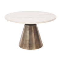 Libra Interiors Clifton II Antique Brass and Light Travertine 60cm Coffee Table