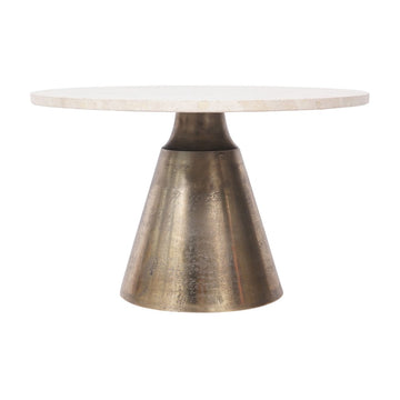 Libra Interiors Clifton II Antique Brass and Light Travertine 60cm Coffee Table