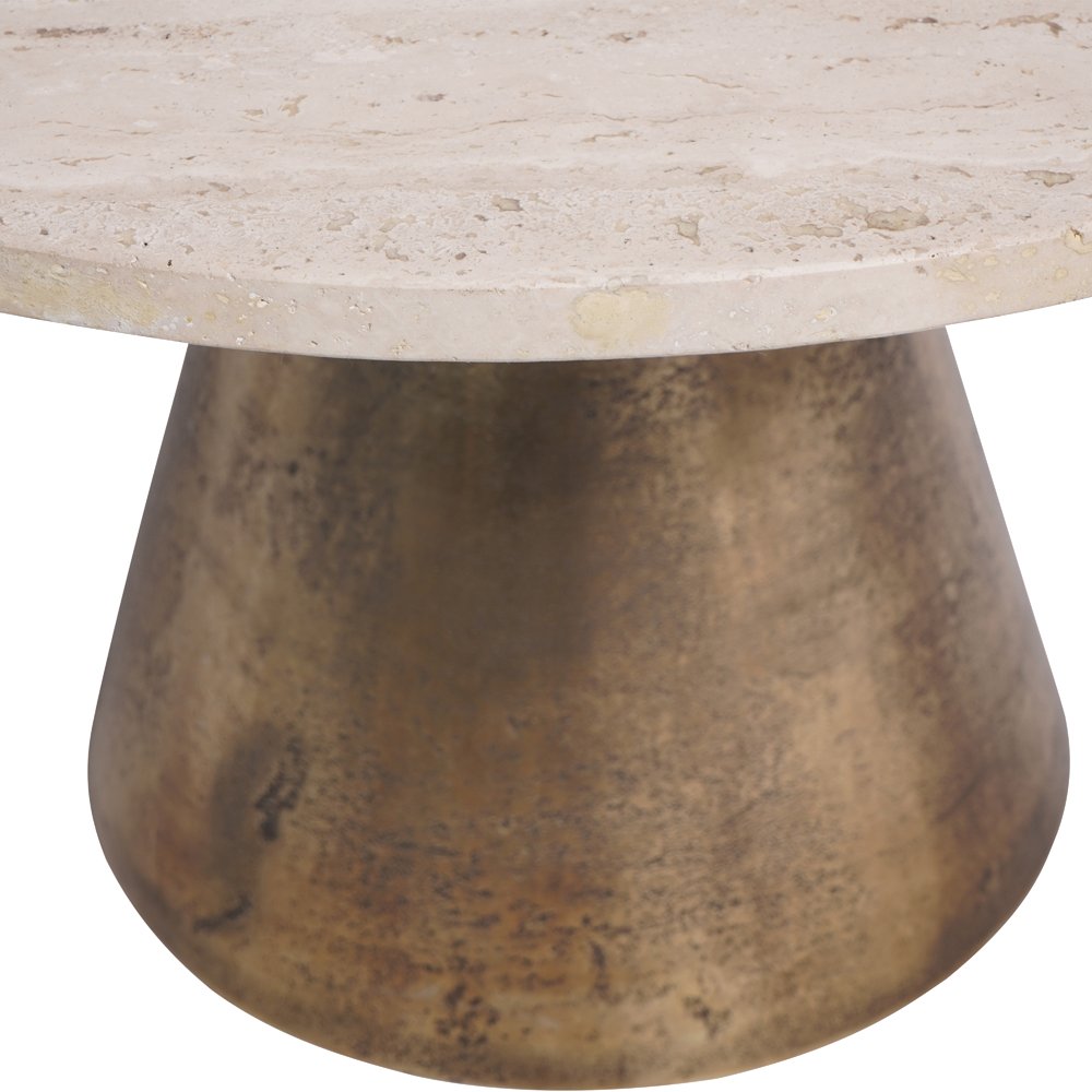 Libra Interiors Clifton II Antique Brass and Light Travertine 60cm Coffee Table