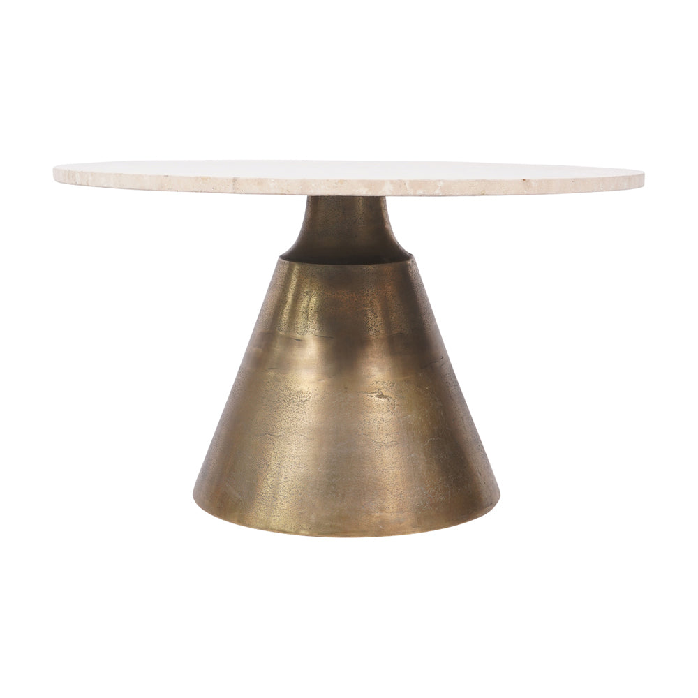 Libra Interiors Clifton II Antique Brass and Light Travertine 75cm Coffee Table