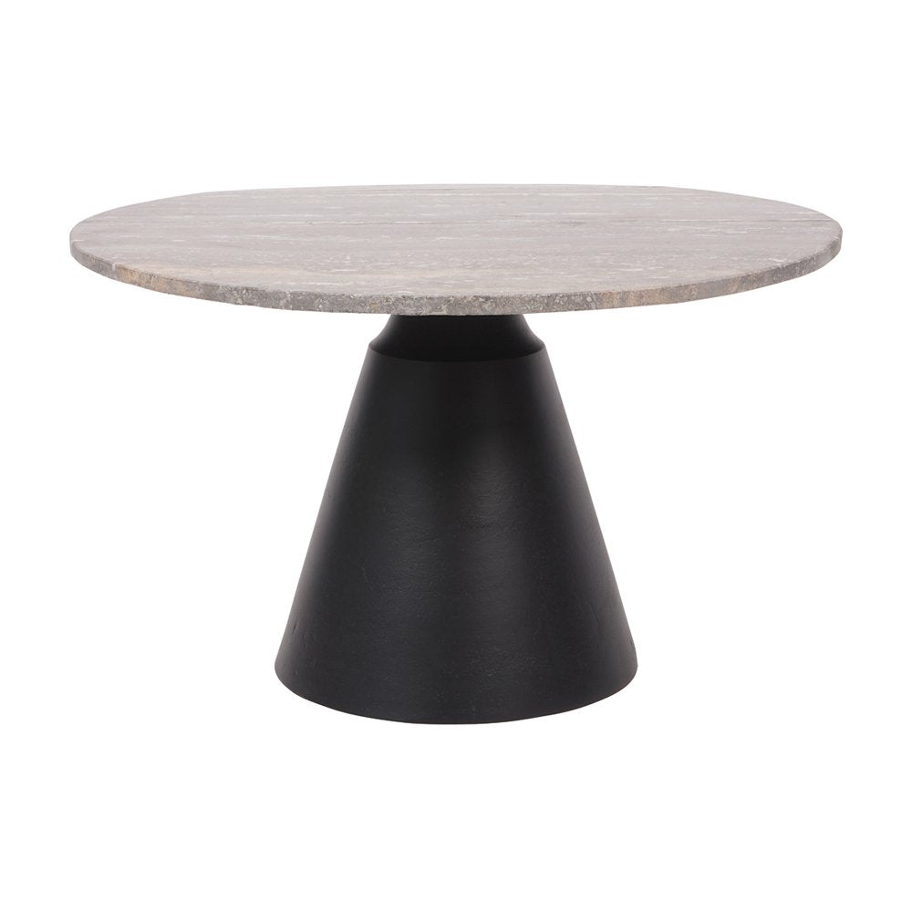 Clifton II Round Coffee Table - Charcoal Black & Dark Travertine Libra 1