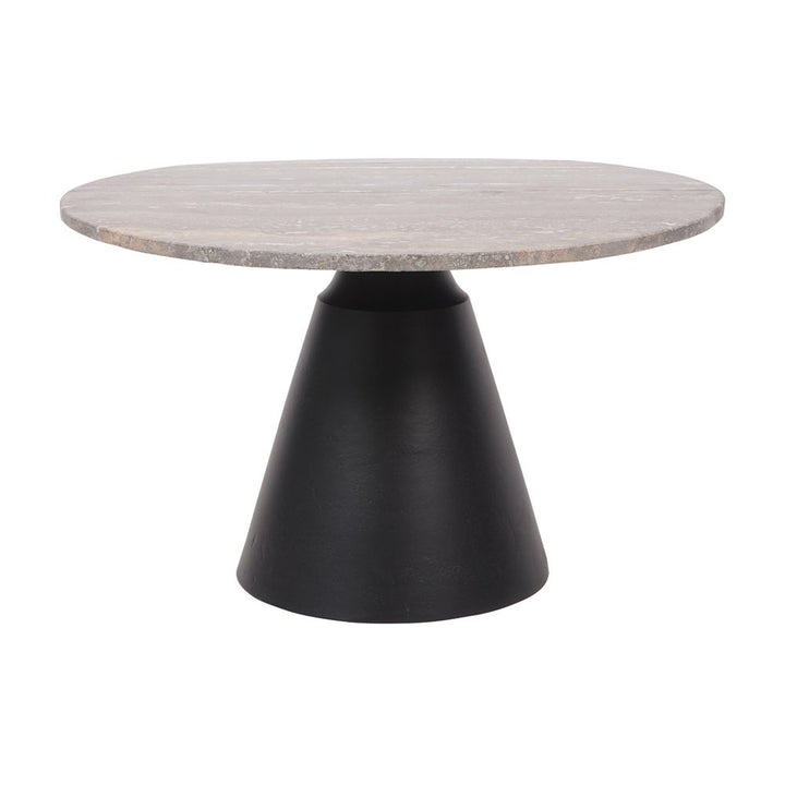 Clifton II Round Coffee Table - Charcoal Black & Dark Travertine Libra 1