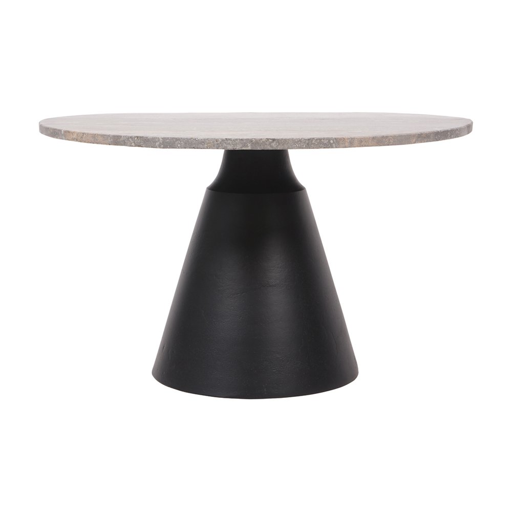 Clifton II Round Coffee Table - Charcoal Black & Dark Travertine Libra 2