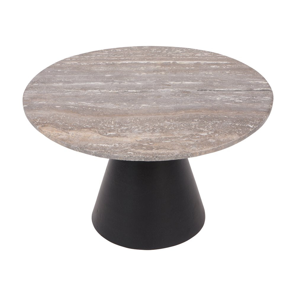 Clifton II Round Coffee Table - Charcoal Black & Dark Travertine Libra 3