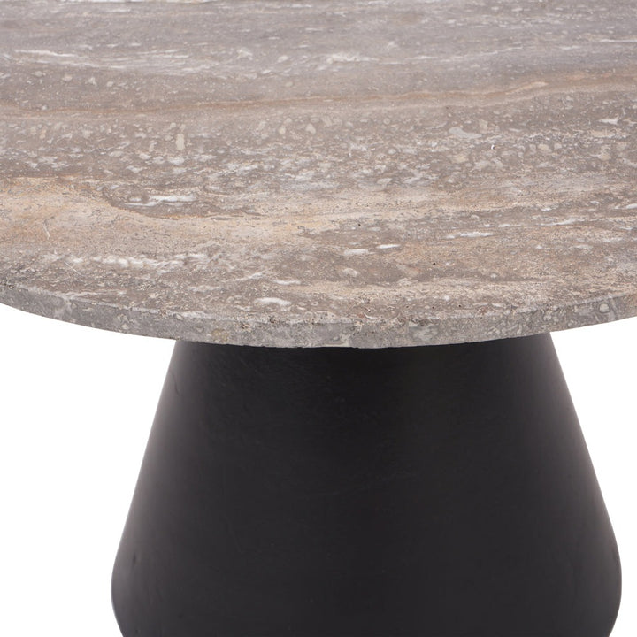 Clifton II Round Coffee Table - Charcoal Black & Dark Travertine Libra 4