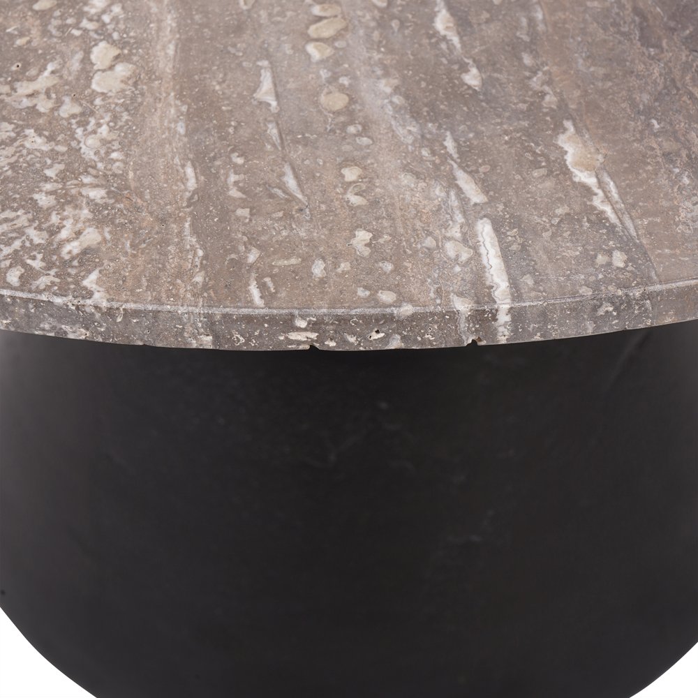 Libra Interiors Clifton II Charcoal Black and Dark Travertine 75cm Coffee Table