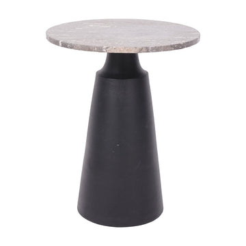 Libra Interiors Clifton II Charcoal Black and Dark Travertine 40cm Side Table