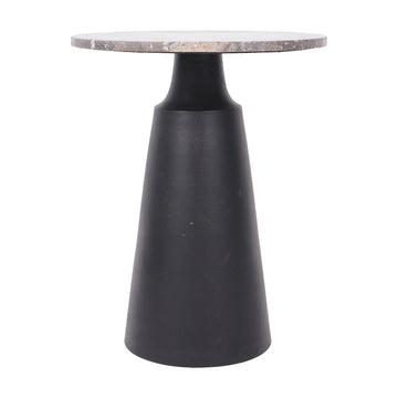 Libra Interiors Clifton II Charcoal Black and Dark Travertine 40cm Side Table