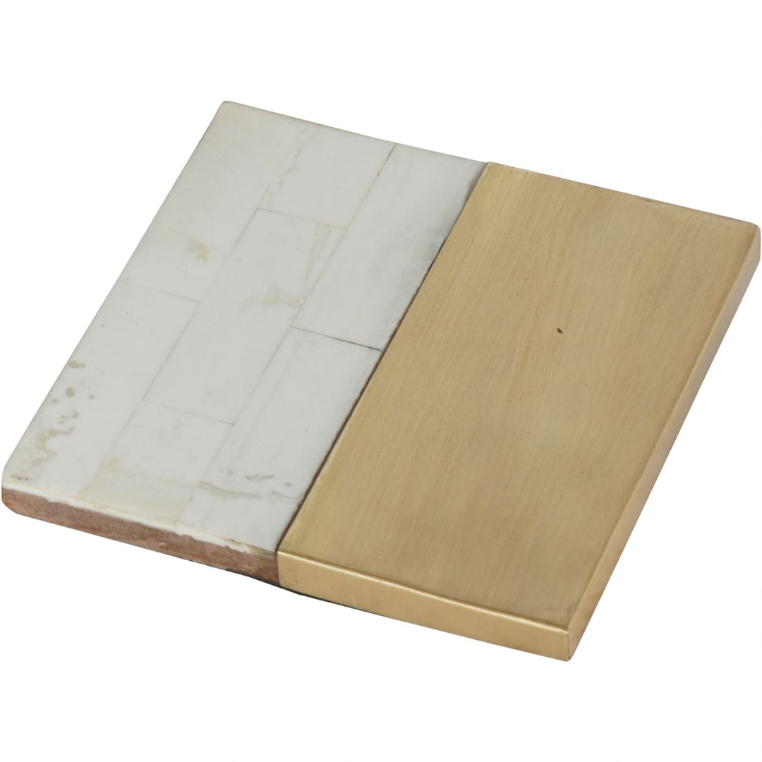 Set of 4 Brass & White Coasters