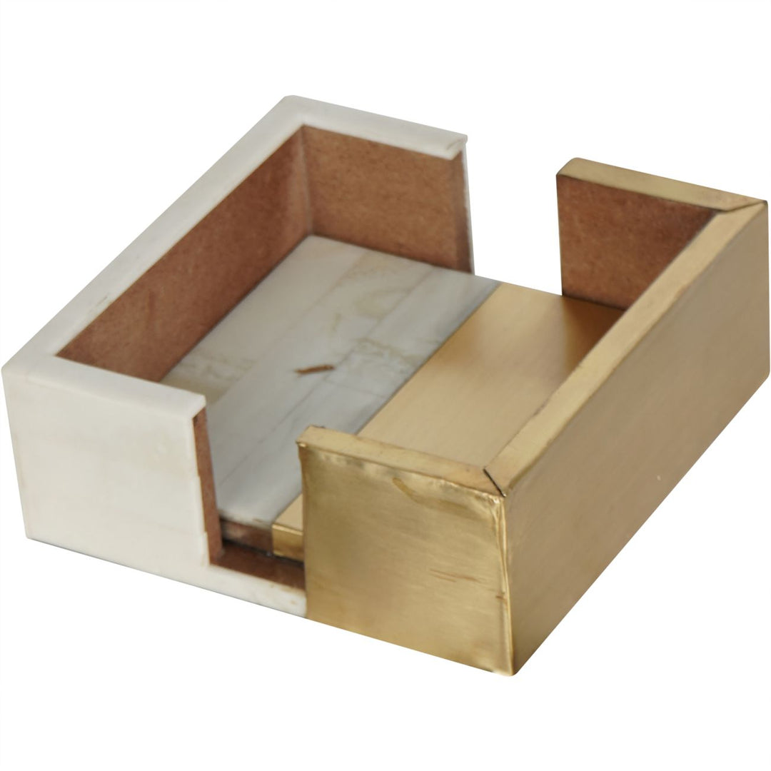 Set of 4 Brass & White Coasters