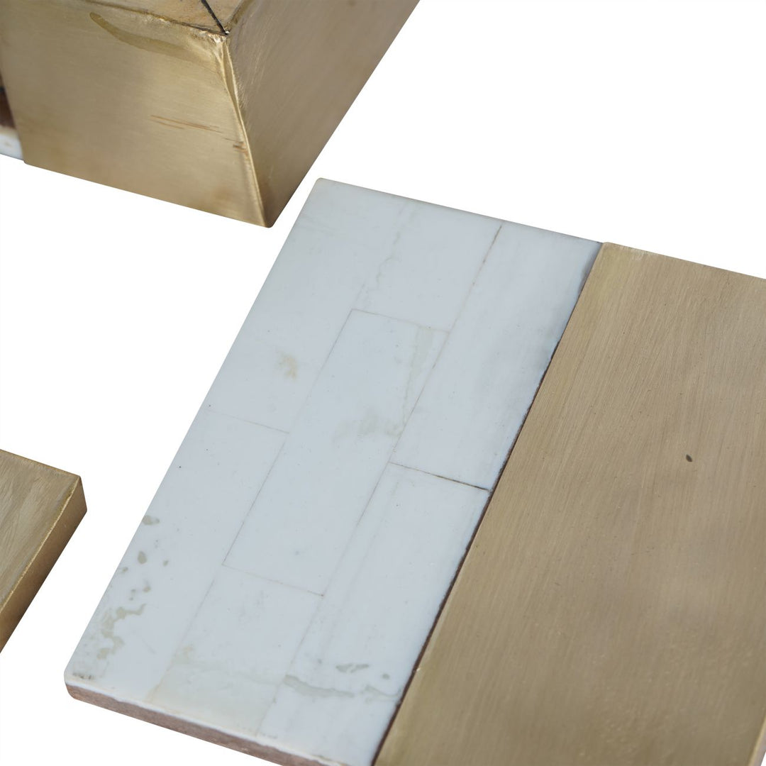 Set of 4 Brass & White Coasters