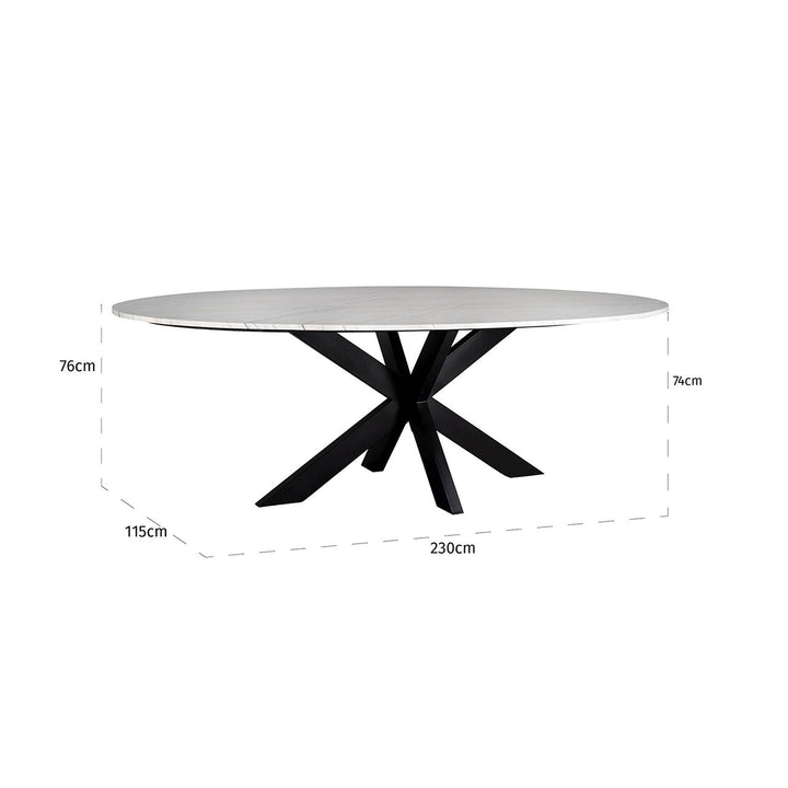 Lexington 6-8 Seater Marble Oval Dining Table 230cm - White Richmond 5