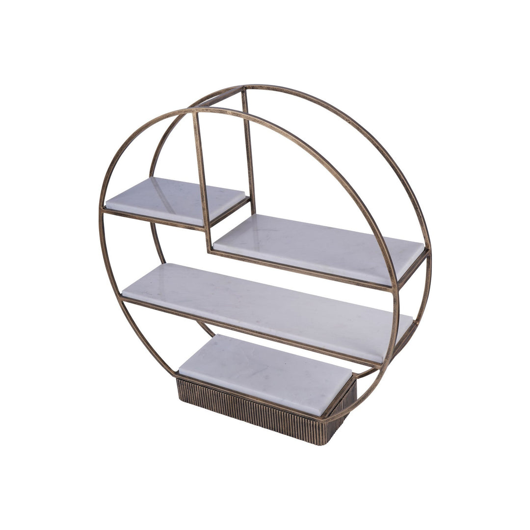 Belvedere Multi Tier Buffet Marble Stand - Aged Gold Libra 3