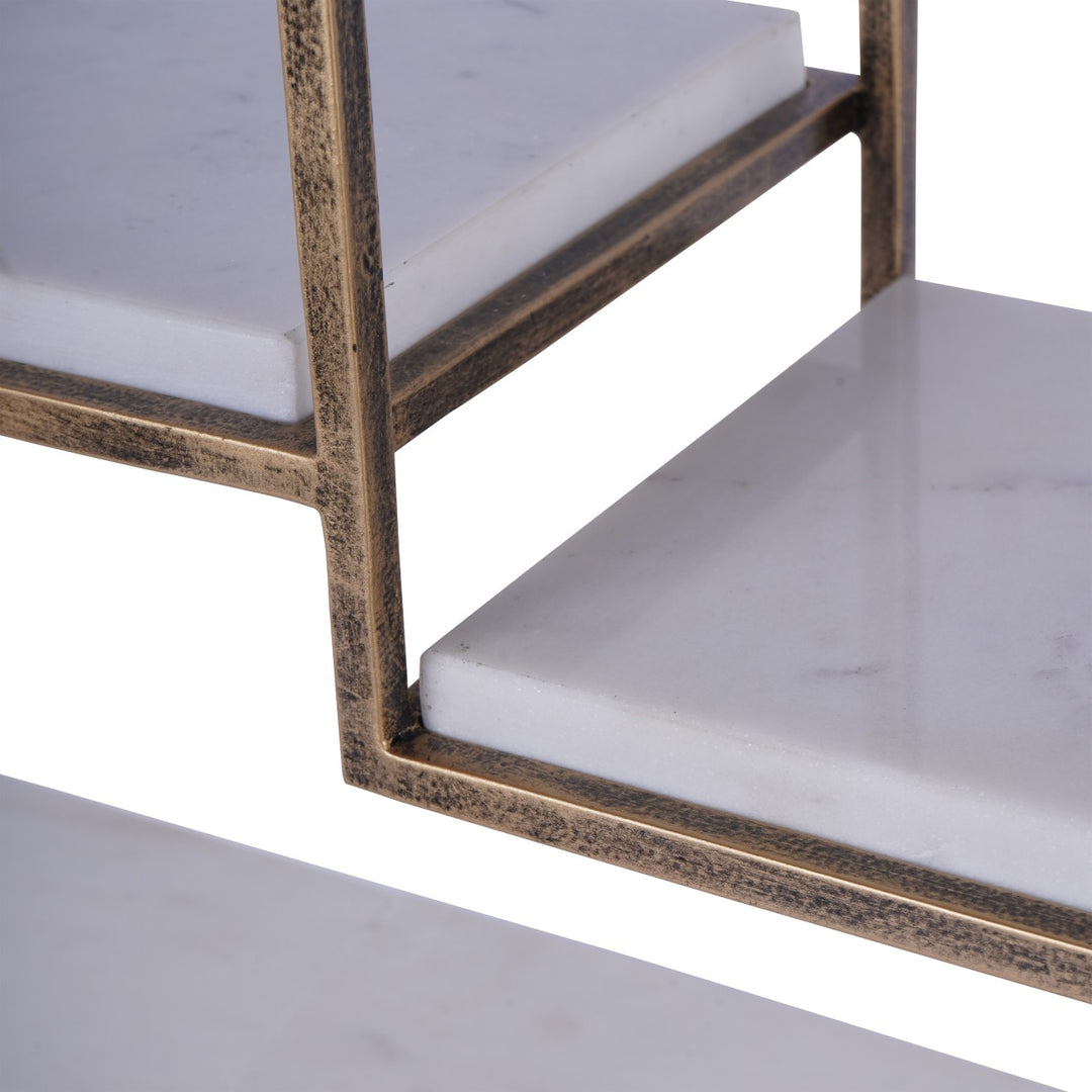 Belvedere Multi Tier Buffet Marble Stand - Aged Gold Libra 4