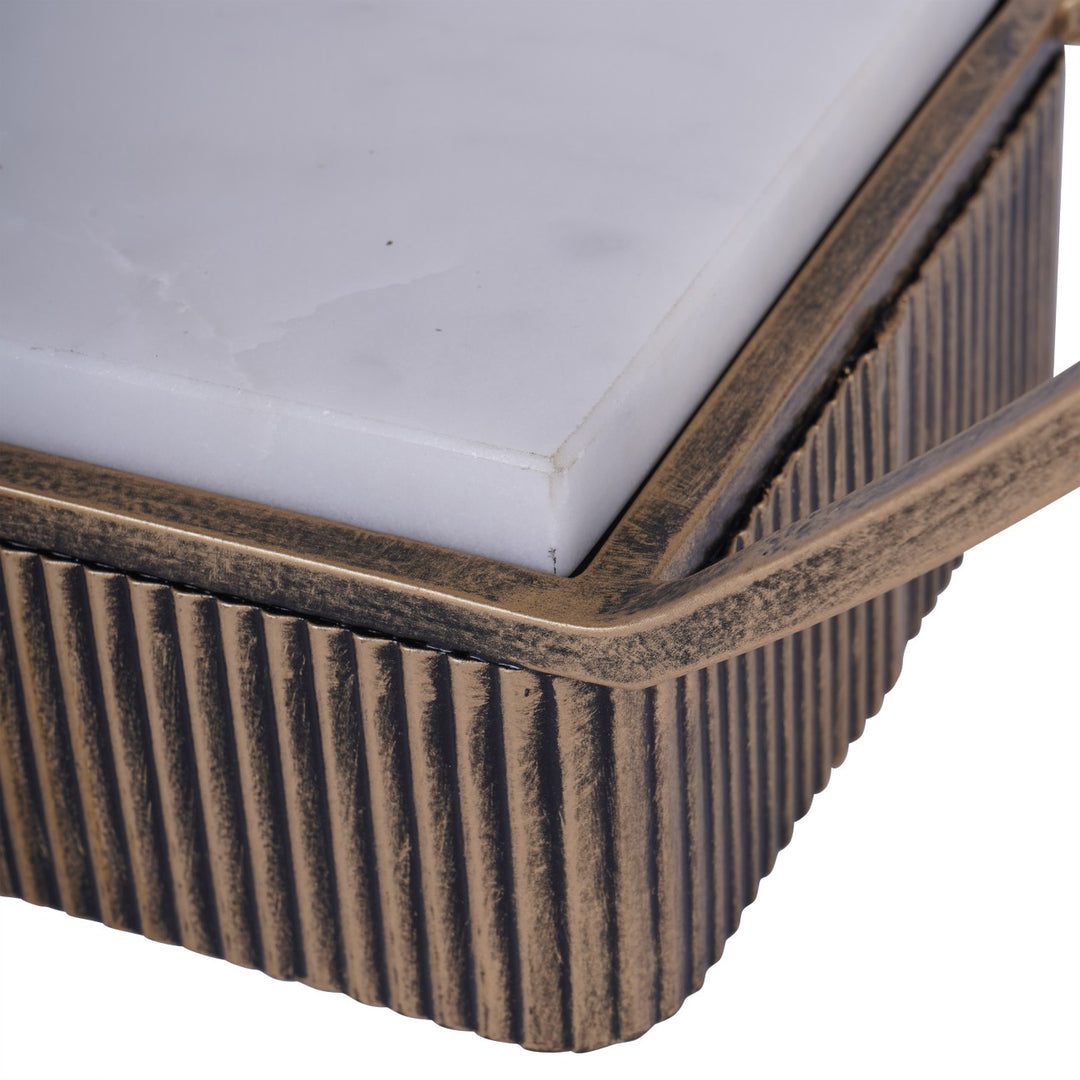 Belvedere Multi Tier Buffet Marble Stand - Aged Gold Libra 5