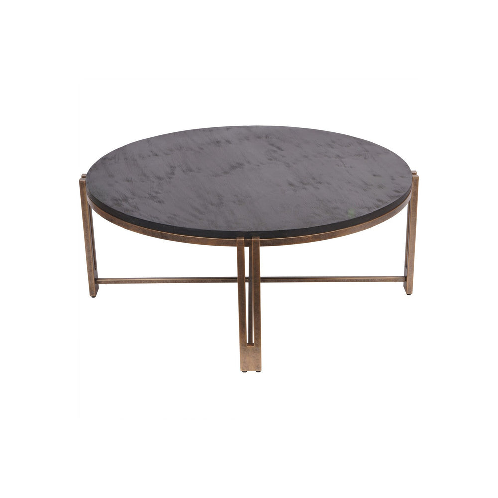 Dalston Round Coffee Table - Black Wood & Champagne Libra 2
