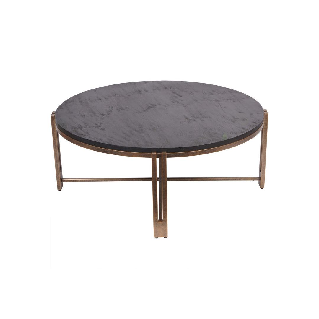 Dalston Round Coffee Table - Black Wood & Champagne Libra 2