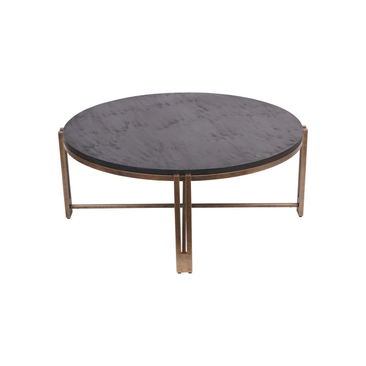Dalston Round Coffee Table - Black Wood & Champagne Libra 2