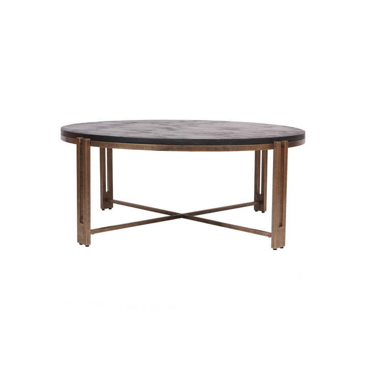 Dalston Round Coffee Table - Black Wood & Champagne Libra 3