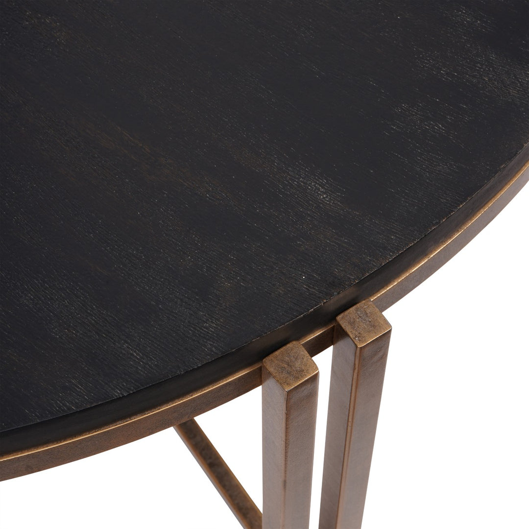 Dalston Round Coffee Table - Black Wood & Champagne Libra 4