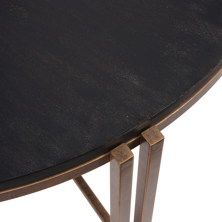 Dalston Round Coffee Table - Black Wood & Champagne Libra 4