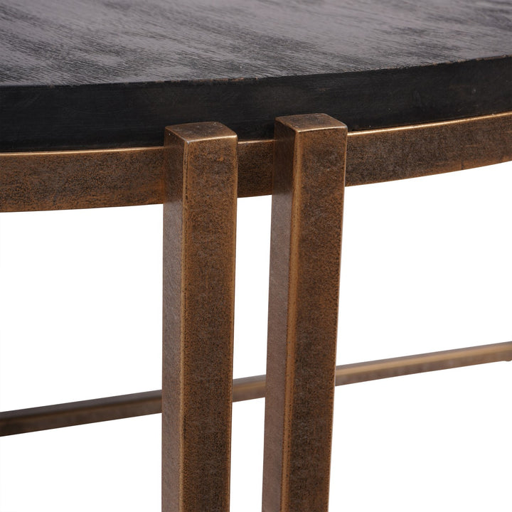 Dalston Round Coffee Table - Black Wood & Champagne Libra 5